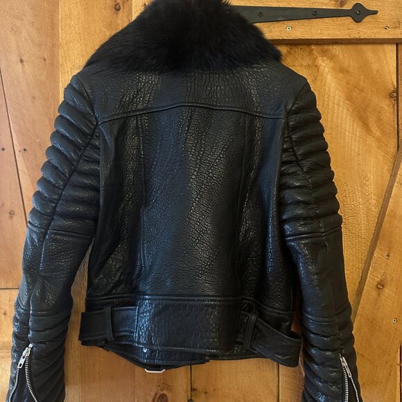 The Arrivals Rainier Black Leather Moto Jacket – Small (Fur Collar Included) - Picture 3 of 7